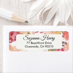 Return address _elegant handwriting floral pastel return address label
