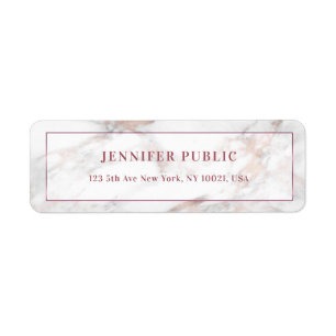 Return Address Elegant Rosegold Marble Template Return Address Label