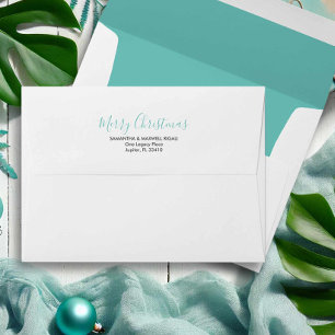 Return Address Envelopes Turquoise Blue