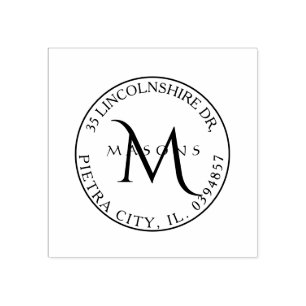 Return address Family Cinzel Monogram Rubber Stamp