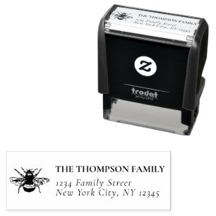 Return Address Family Name Vintage Honey Bee Self-inking Stamp