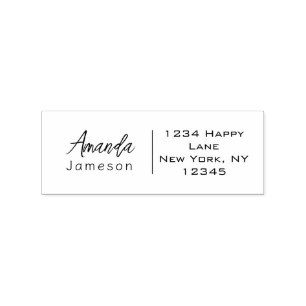 Return Address Full Name Clean Basic Simple Rubber Stamp