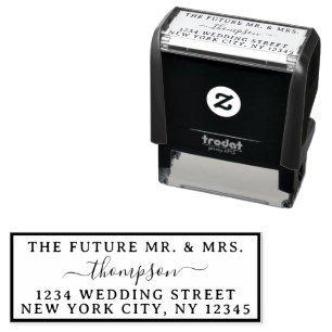 Return Address Future Mr. Mrs. Wedding Chic Border Self-inking Stamp