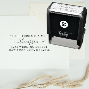 Return Address Future Mr. Mrs. Wedding Minimalist  Self-inking Stamp