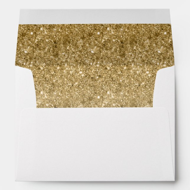 Return Address, Gold Glam Glitter Rectangle Envelope (Back (Bottom))