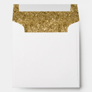 Return Address, Gold Glitter Modern Square Envelope