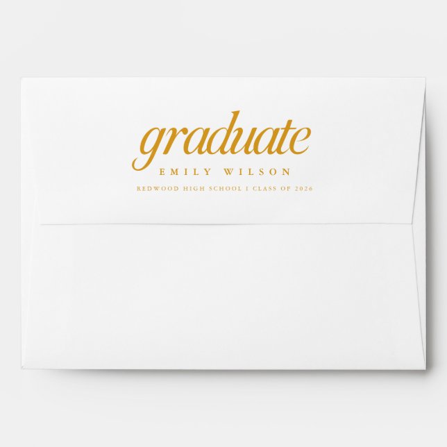 Return Address Gold Script Graduation Envelope (Back (Top Flap))