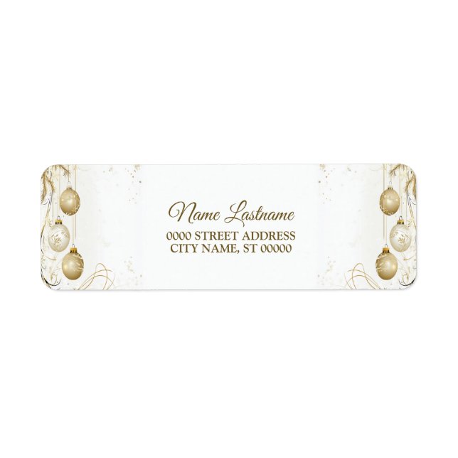 Return Address Golden Ornament Christmas Holiday Label (Front)