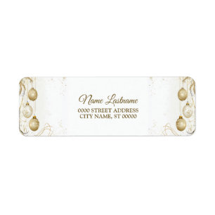 Return Address Golden Ornament Christmas Holiday Return Address Label