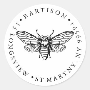 return address Handmade with love company name bee Classic Round Sticker