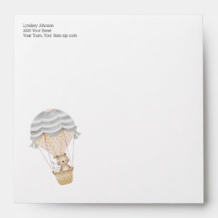 Return Address Hot Air Balloon Baby Shower Envelope