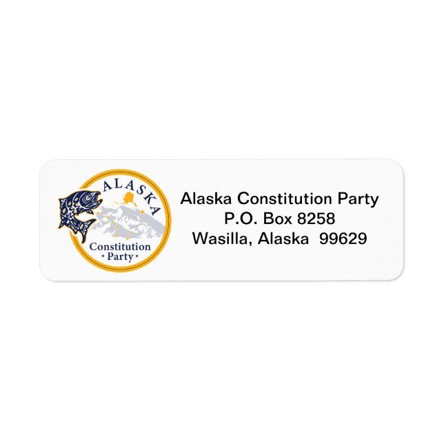 Return Address Label, Alaska Constitution Party Label (Front)
