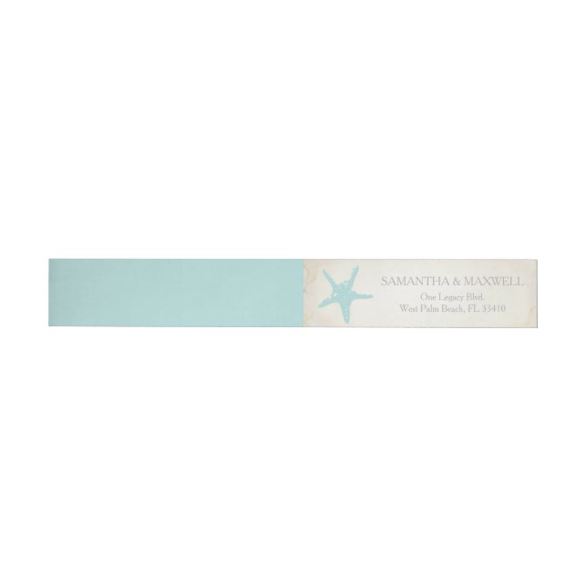 Return Address Label, Beach Starfish Wraparound Address Label (Individual)