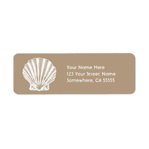 Return Address Label//Beige Sand Sea Shell Label