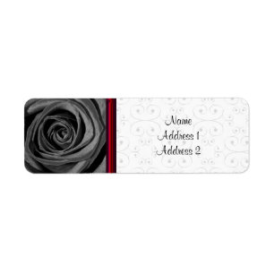 Return Address Label Black Rose