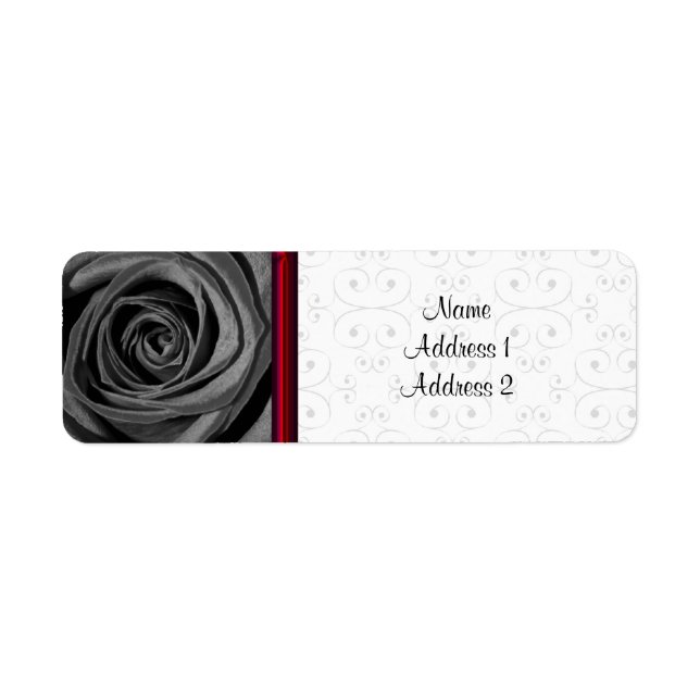 Return Address Label Black Rose (Front)