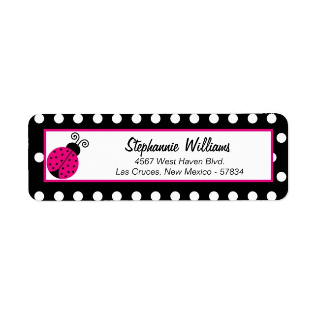 Return Address Label Black Spring Time Lady Bug (Front)