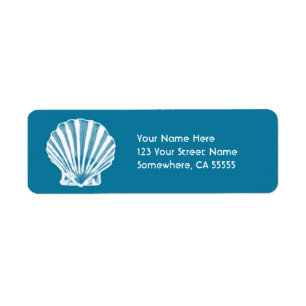 Return Address Label//Blue Sea Shell Label