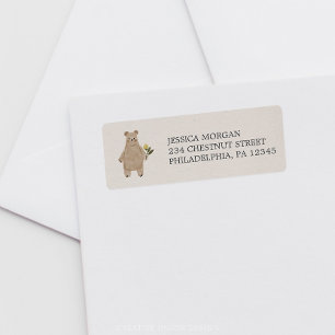 Return Address Label Boho Woodland Bear