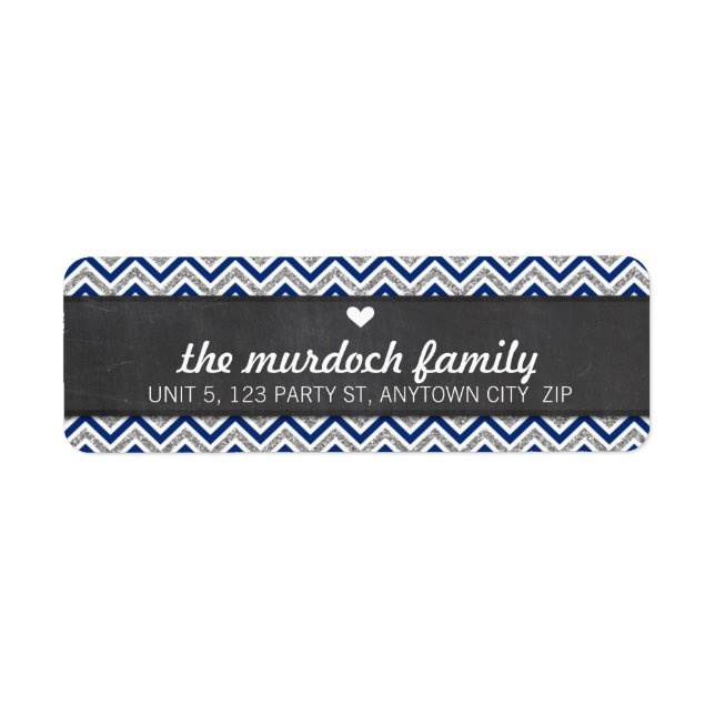 RETURN ADDRESS LABEL bold chevron glitter stripe (Front)