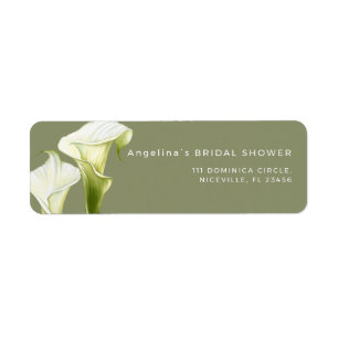 Return Address Label Calla Lilies bridal shower.