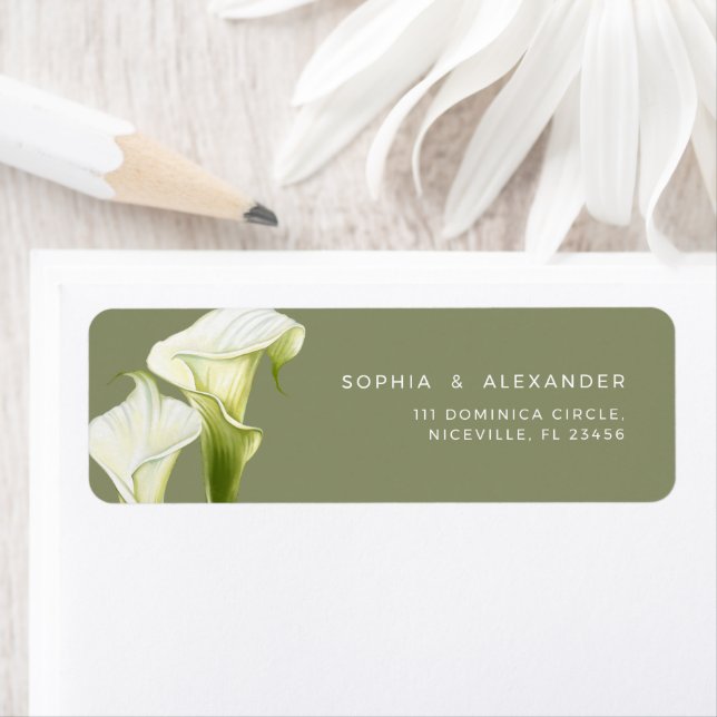 Return Address Label Calla Lilies Wedding. (Insitu)