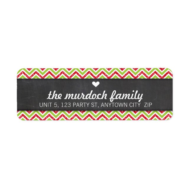 RETURN ADDRESS LABEL chevron glitter stripe red (Front)