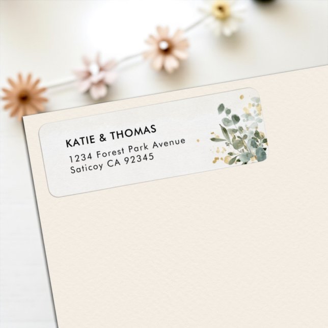 Return Address Label Eucalyptus Elegant Greenery (Elegant eucalyptus leaves return address label design)