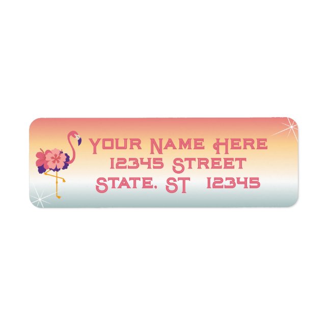 Return Address Label Flamingo Sunset Stickers  (Front)