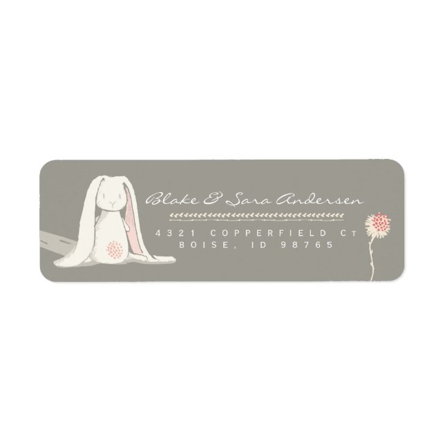 RETURN ADDRESS LABEL | Floral Girl Bunny Baptism (Front)