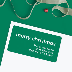 Return Address Label   Merry Christmas Green
