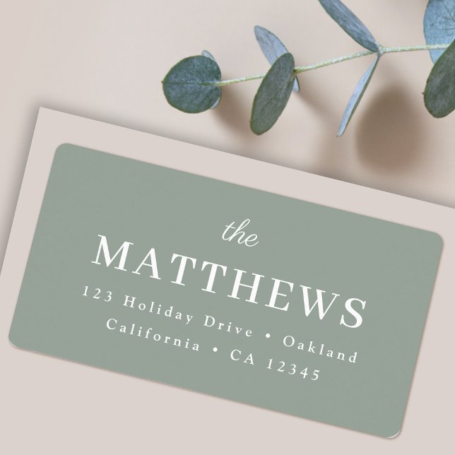 Return Address Label | Modern Minimal Sage Green (Elegant return address labels by Guava, perfect for everyday mail, weddings and holidays)