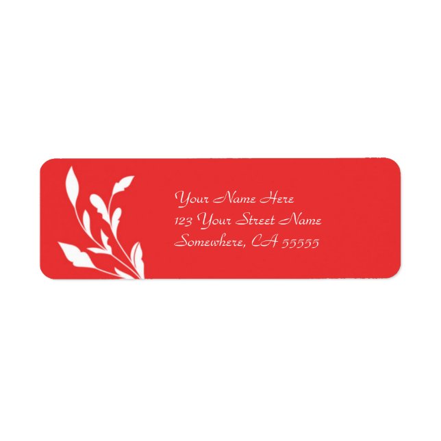 Return Address Label//Poppy Red Flourish Label (Front)