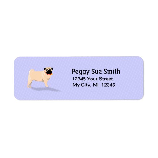 Return Address Label - Pug Dog - Light Blue