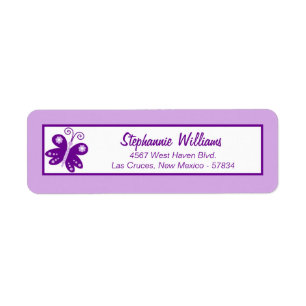 Return Address Label Purple Spring Time Butterfly