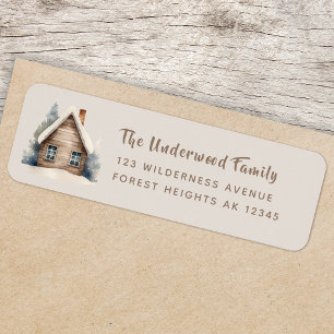 Return Address Label   Rustic Woodland Log Cabin