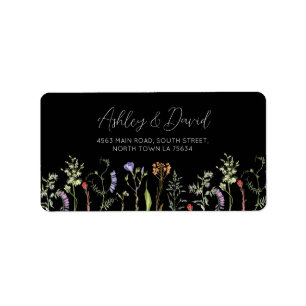 Return Address Label Wedding Wildflower Dark