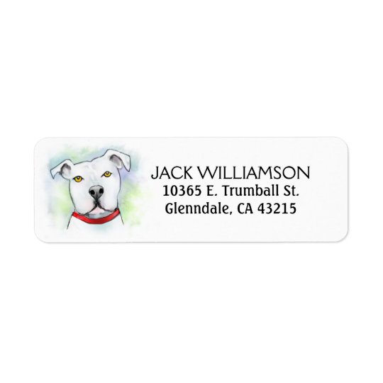 Return Address Label - White Pit Bull Head