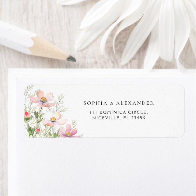 Return Address Label Wildflowers Wedding. (Insitu)