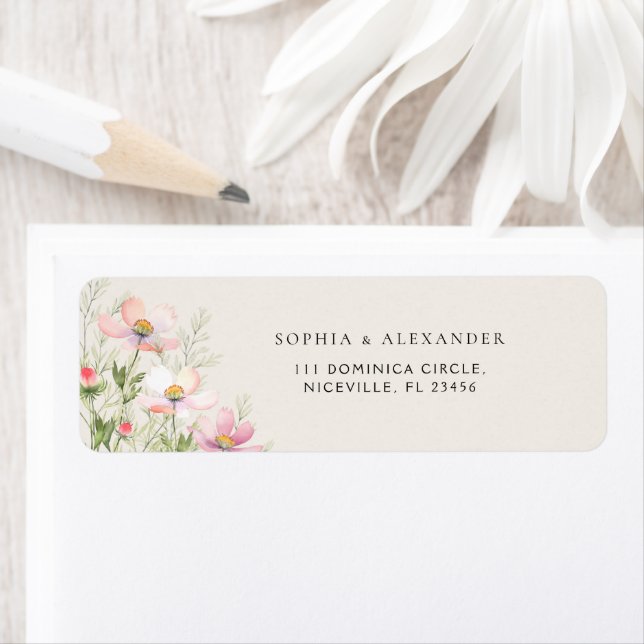 Return Address Label Wildflowers Wedding. (Insitu)