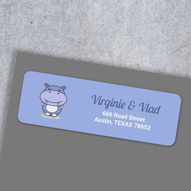 Return address label with a Cute Hippo (Return address label with a Cute Hippo)