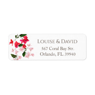 Return Address Label with Bougainvillea Flowers