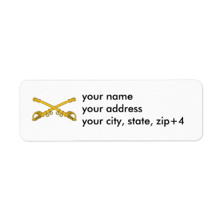 Return address label with cavalry insignia..