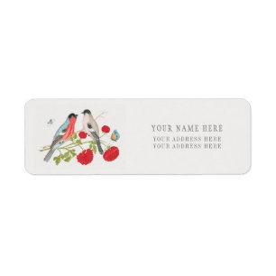 RETURN ADDRESS LABEL WITH "TWO BIRDS WITH ROSES"