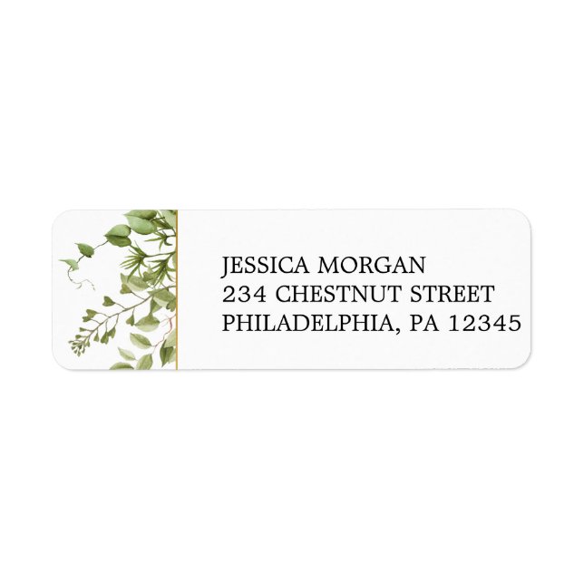 Return Address Label Woodland Greenery (Front)