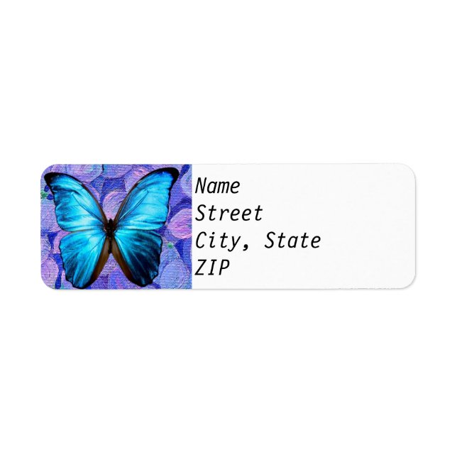 Return Address Labels- Blue Morpho on Hydrangeas. Label (Front)