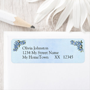 Return Address Labels, Blue Peony Wedding Return Address Label