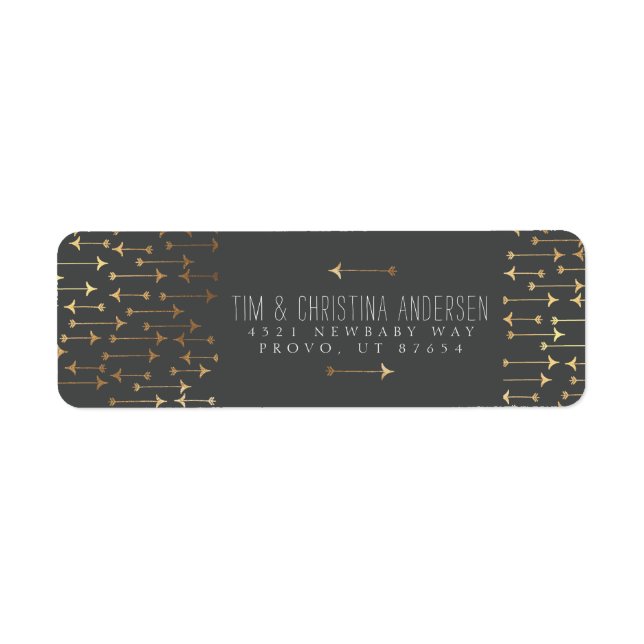 RETURN ADDRESS LABELS | Boho Gold Arrow Baby Birth (Front)