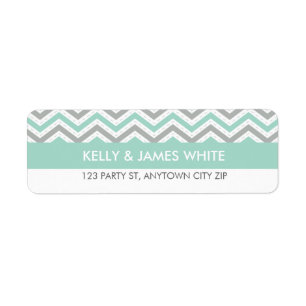 RETURN ADDRESS LABELS : chevron stripe pastel mint