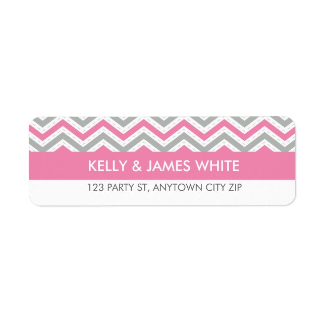 RETURN ADDRESS LABELS :: chevron stripe pink (Front)